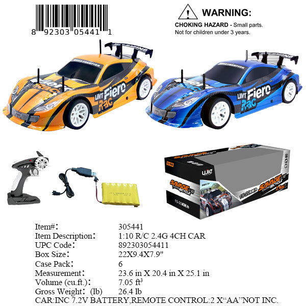 22X9.5X8"1:10 2.4G B/O R/C  SPORT  CAR+CHARGER
