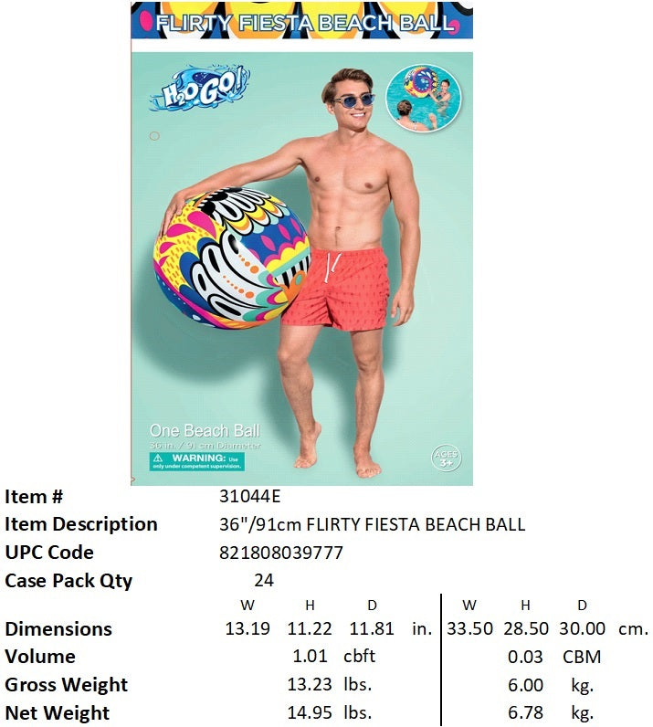 H2OGO! 36"INFLATABLE FLIRTY FIESTA  BEACH BALL