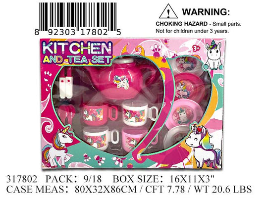 16X11X3"12PC UNICORN PLAY TEA SET WBX