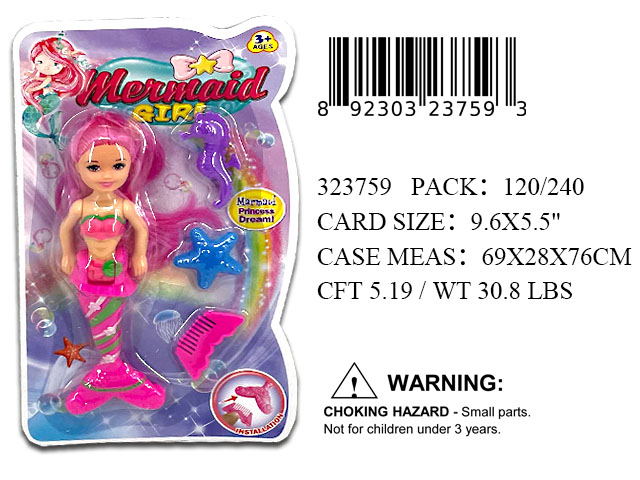 9.6X5.5"BABY MERMAID DOLL+TOYS