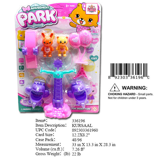12.2X8.2"BUNNY & BEAR AMUSEMENT PARK PLAYSET