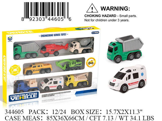 15.7X11.3X2"8PC F/P CONSTRUCTION TRUCK SET