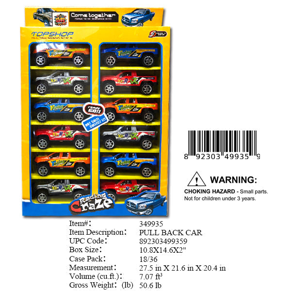 10.8X14.6X2"12PC SPORT TRUCK PLAY SET
