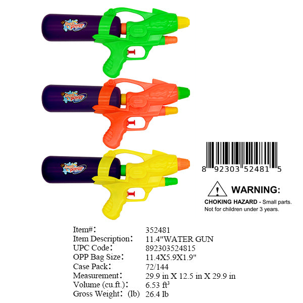 11.4" SQUIRT WATER GUN 3/A COL