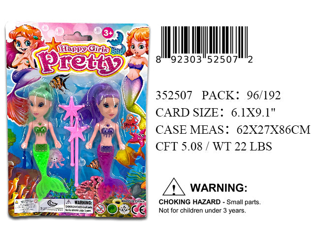 9.1X6.1"2PC MERMAID DOLL PLAY SET