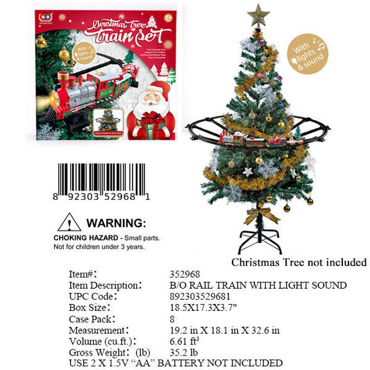 18.5X17.3X3.7"B/O IC X'MAS TREE TRAIN SET