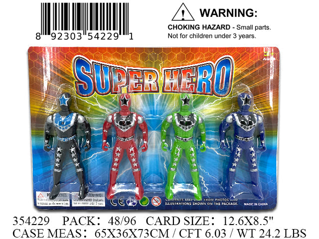 12.6X8.5"4PC ACTION SUPER HERO FIGURES