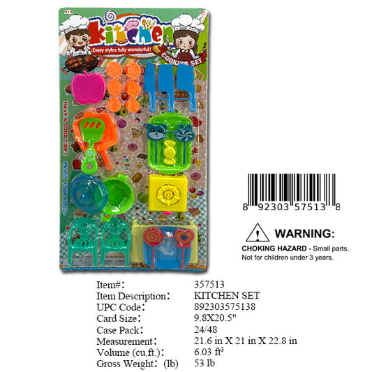 9.8X20.50"KITCHEN COOKING PLAY SET