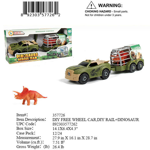 14.1X6.4X4.3"DIY F/W DINOSAUR CARRIER CAR SET WBX