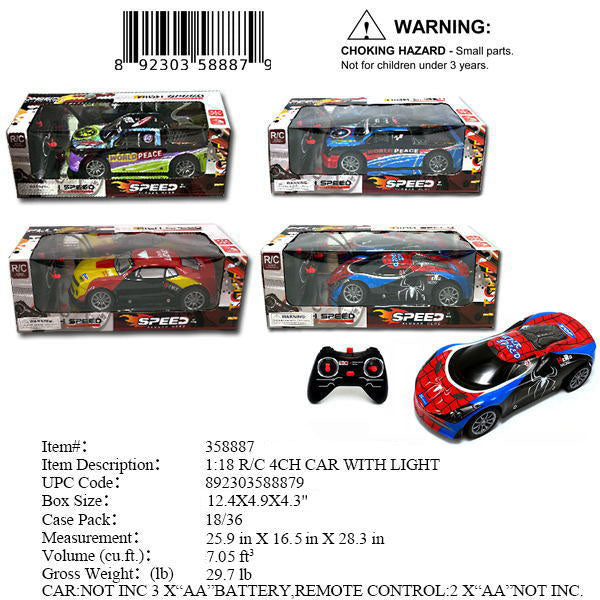 13.3X2.7X10.6"1:18 4CH R/C SPEED SPORT CAR WBX