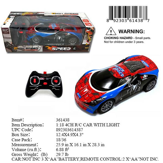 12.4X4.9X4.3"1:18 4CH R/C SPEED SPORT CAR