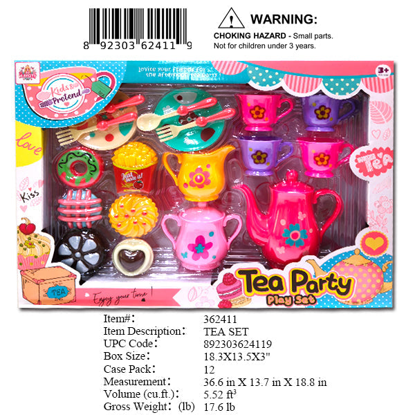 18.3X13.5X3"TEA PARTY SERVING PLAY SET