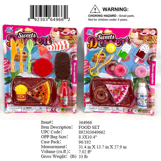 8.3X10.4"SWEETS DESSERT  FOOD PLAY SET