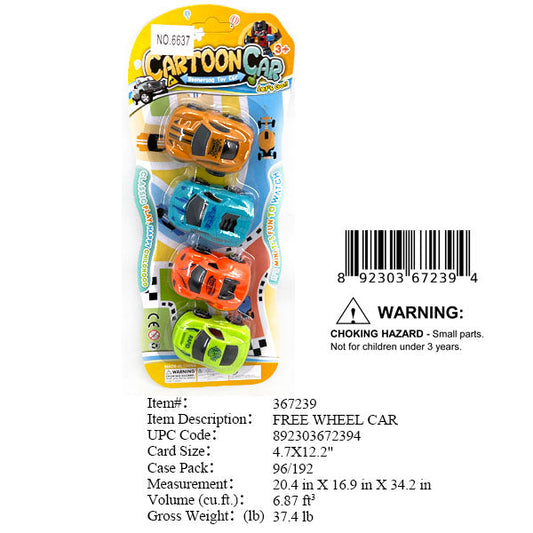 4.7X12.2"4PC FUNNY CARTOON F/W CAR
