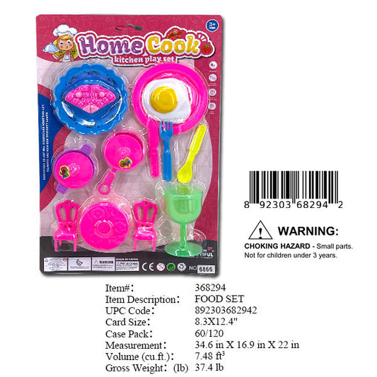 8.3X12.4"KITCHEN COOKING & FOOD PLAY SET