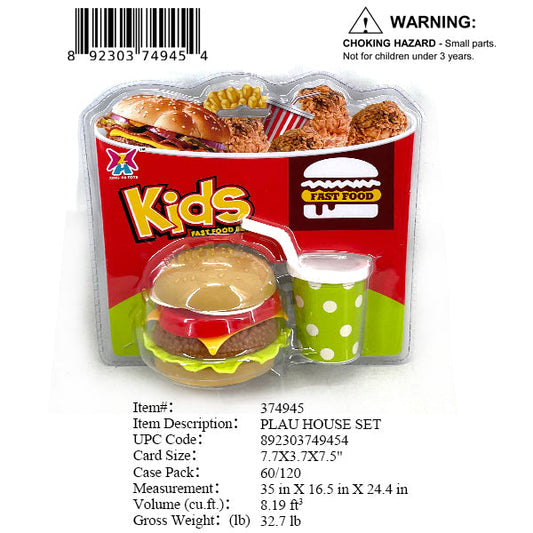 7.7X3.7X7.5"KIDS FAST FOOD PLAY SET