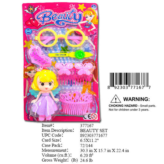 11.2X6.5"MINI ANGEL & BEAUTY PLAY SET
