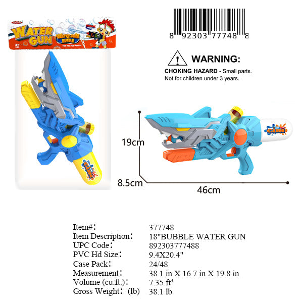 18"2IN1 SHARK BUBBLE WATER GUN