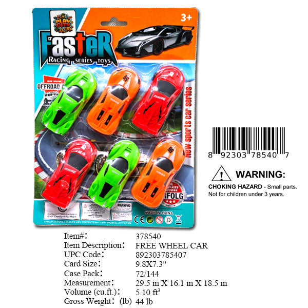 9.8X7.3"6PC F/W SPORT RACER CAR
