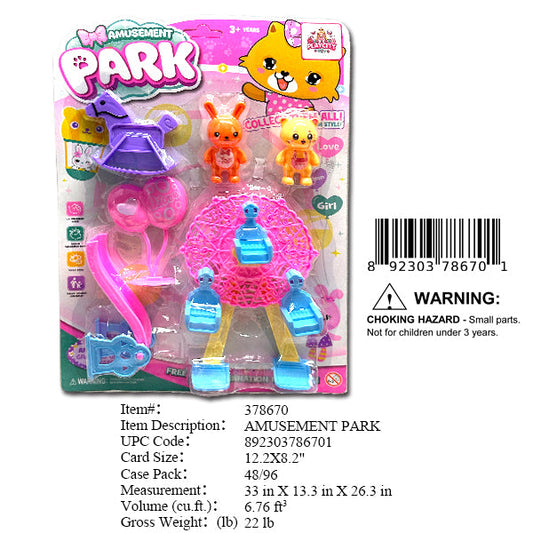 12.2X8.2"BUNNY & BEAR AMUSEMENT PARK PLAY SET