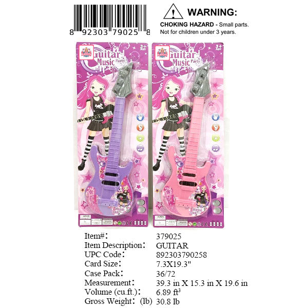 19.3X7.3"GIRLS TOY GUITAR PURPLE/PINK