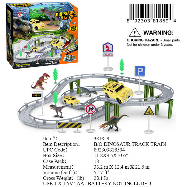 11.8X3.5X10.6"B/O IC DINOS TRUCKS TRACK SET