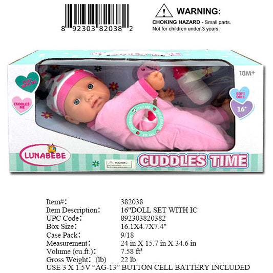 16.1X4.7X7.4"16"IC BABY DOLL SET WBX