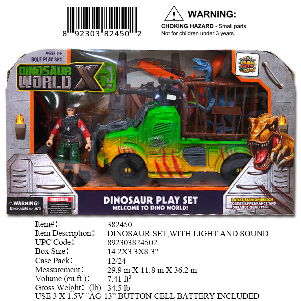 14.2X3.3X8.3"DINOSAUR WORLD ACTION FIG PLAY SET