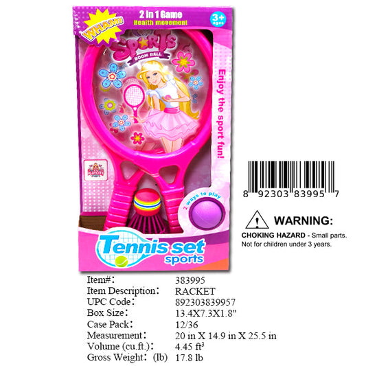 13.4X7.3X1.8"2IN1 TENNIS SET GAME 2 RACKET+2BALL