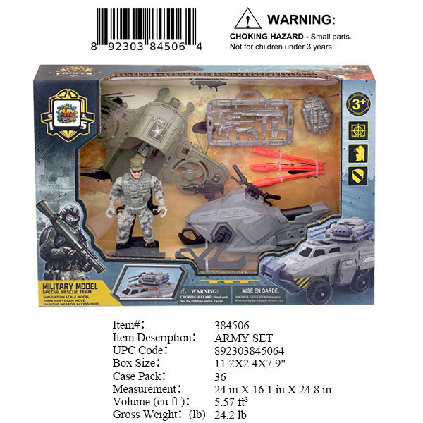 11.2X2.4X7.9"ACTION FIG MILITARY PLAY SET