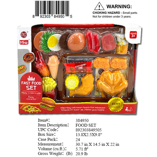 13.8X2.5X9.8"FAST FOOD PLAY SET WBX