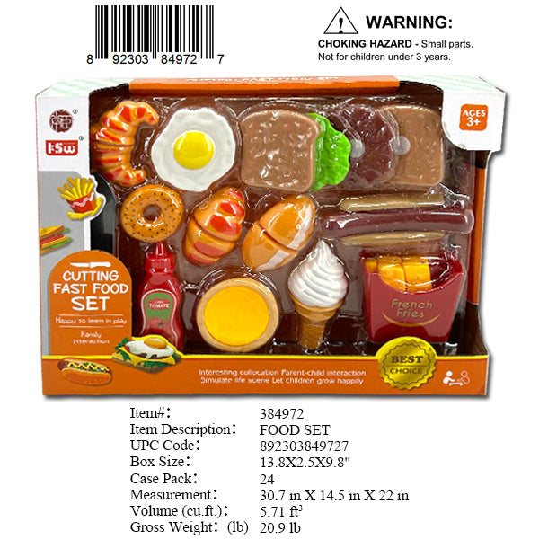 13.8X2.5X9.8"FAST FOOD PLAY SET WBX