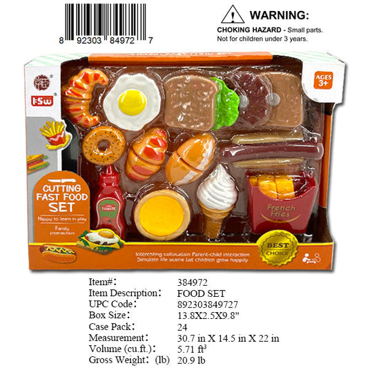 13.8X2.5X9.8"FAST FOOD PLAY SET WBX