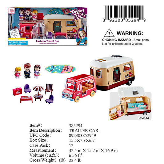 15.5X7.3X6.7"MINI FIGURE TRAVEL BUS PLAY SET