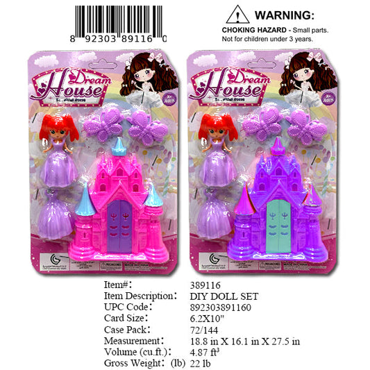 6.2X10"DOLL & DREAM HOUSE PLAY SET