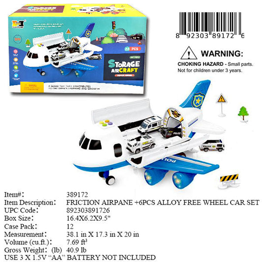 16.4X6.2X9.5"F/P AIRPLANE+6 PC TRUCK CARRIER