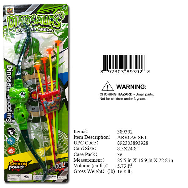 8.5X24.8"DINOSAURS BOW & ARROW SET