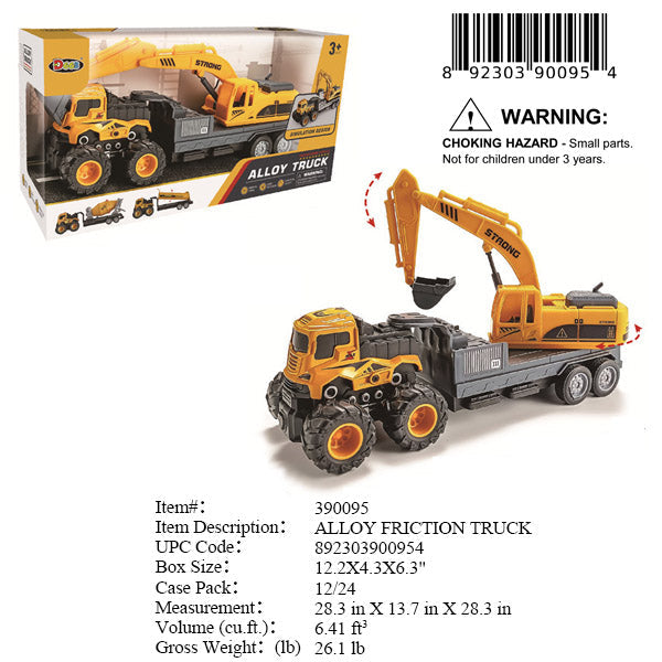 12.2X4.3X6.3"DIE CAST F/P CONSTRUCTION TRUCK