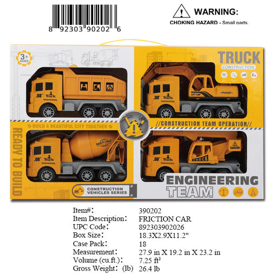 18.3X2.9X11.2"4PC F/P CONSTRUCTION TRUCK