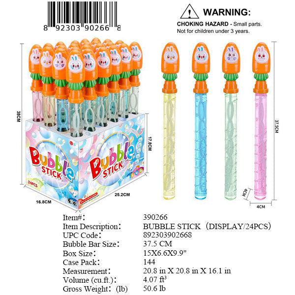 14.75"4/A CARROT BUNNY BUBBLE STICK