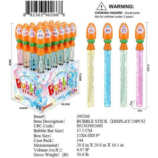 14.75"4/A CARROT BUNNY BUBBLE STICK