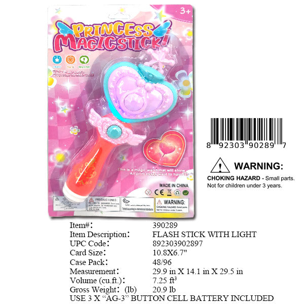 10.8X6.7"B/O PRINCESS FLASH WAND STICK
