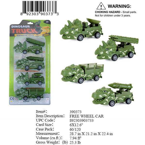 12.6X6"4PC DINOSAUR TRUCK SET