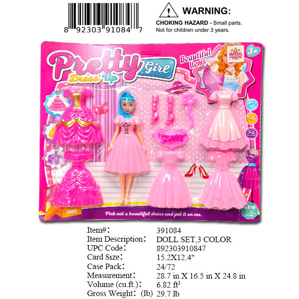 15.2X12.4"PRETTY GIRL DOLL & DRESS UP PLAY SET