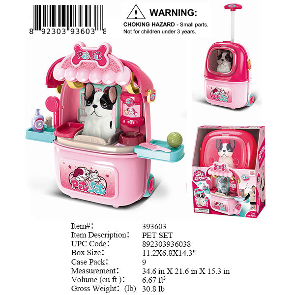 11.2X6.8X14.3"PET CAR PLAY SET TROLLEY