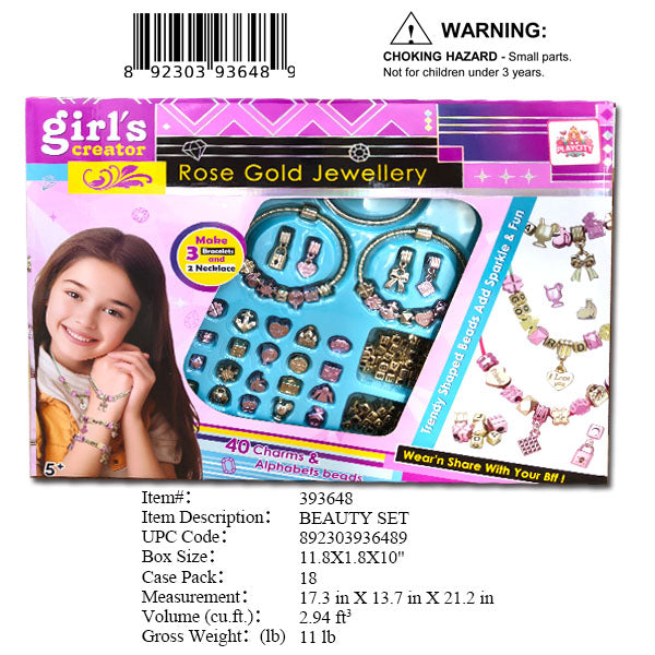 11.8X1.8X10"GIRLS DIY BEAUTY JEWELRY SET