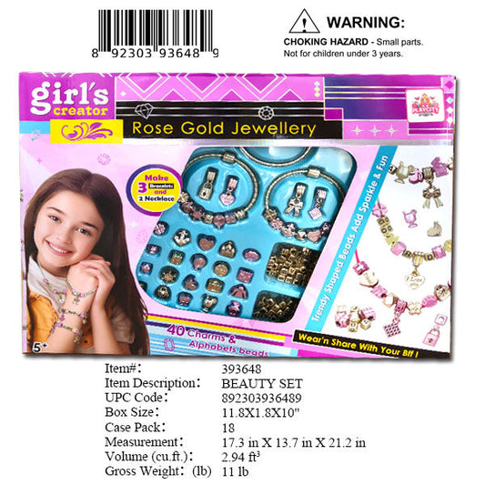 11.8X1.8X10"GIRLS DIY BEAUTY JEWELRY SET