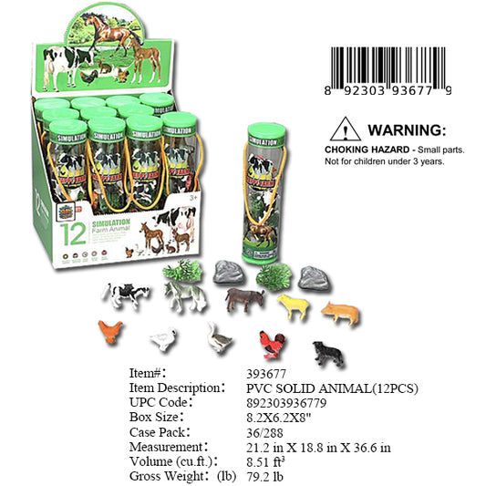 8.2X6.2X8"PVC FARM ANIMALS SET