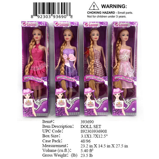 3.1X1.7X12.5"11"LONG HAIR FASHION DOLL