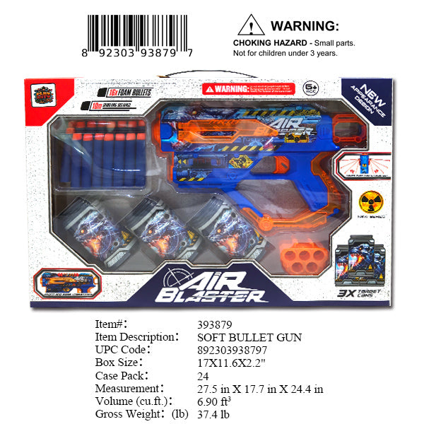 17X11.6X2.2"SOFT DART AIR BLASTER SHOOT GAME SET